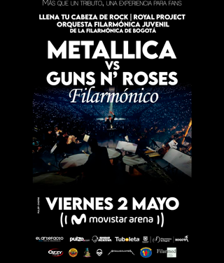 El Movistar Arena recibirá Metallica y Guns N’ Roses Filarmónico