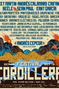 Cartel oficial con la programación de artistas del Festival Cordillera 2026 en Bogotá, Colombia, programado para el 12 y 13 de septiembre en el Parque Simón Bolívar. El diseño muestra una ilustración de montañas andinas y un extenso listado que incluye a Andrés Cepeda, Ricky Martin, Caifanes y Andrés Calamaro. Útil para ilustrar noticias sobre festivales de música latinoamericana y eventos culturales.